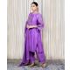 Purple Gathered Kurta Set with Hand Embroidery